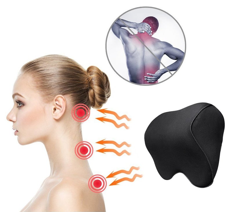 Tektrum Orthopedic Entire Back Support Full Lumbar Cushion for Car & Headrest Neck Pillow Kit - Ergonomic Thick 3D Design Fit Body Curve - Back, Neck Pain Relief, Improve Posture -Black (012011-A) - Image 2